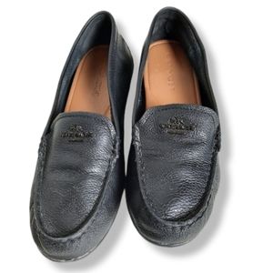 Coach Mary Lock Up Black Leather Driving Loafers SZ 7.5B